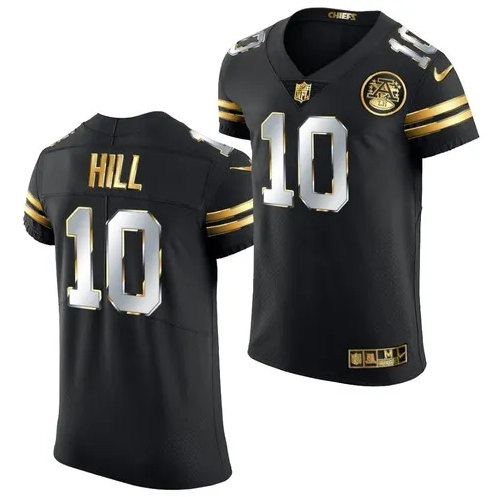 Men's Kansas City Chiefs #10 Tyreek Hill Black/Gold Stitched Football Jersey Men's Kansas City Chiefs #10 Tyreek Hill Black/Gold Stitched Football Jersey